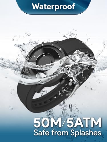 EUTOUR Herren-Magnetuhr, Stilvoll, Einfach, Lässige Quarzuhr mit Magnetkugel-Design, 5 ATM Wasserdichtigkeit, 40mm Zifferblatt und Schwarzes Gummiarmband