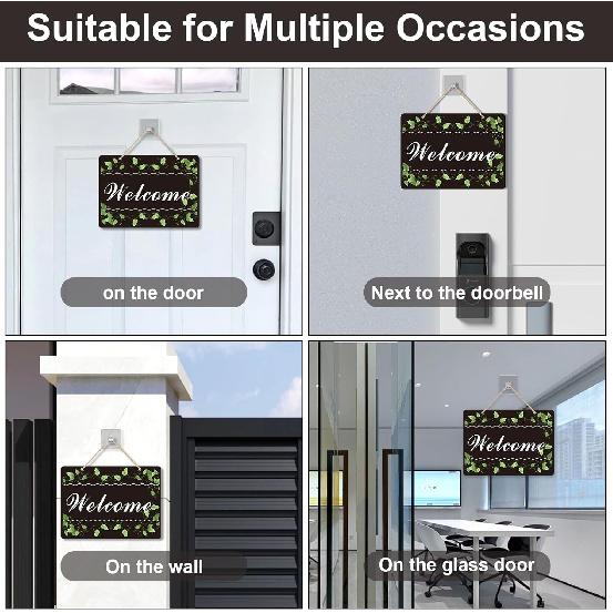 2 Pack Welcome Signs for Front Door - Durable Metal Welcome Sign for Wall Decor, Hanging Welcome Door Signs with Rope - Weatherproof and Easy To Tall
