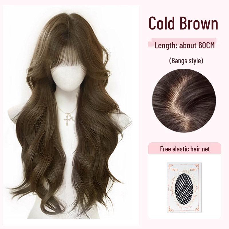 Natural-Look Long Curly Full Wig with Large Waves - Invisible Seamless Cap for Fluffy, Voluminous Coverage