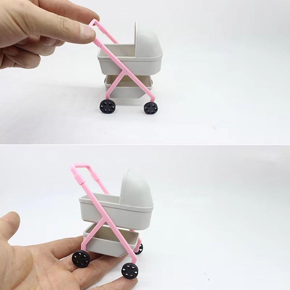 Bedroom Miniature Baby Stroller 1:12 Simulation Baby Bassinet Cart  Kids Toy