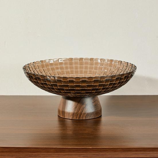 Plastic Fruit Bowl Large Modern Textured Fruit Holder Stand with Removable Pedestal Decorative Vegetable Basket for Kitchen Counter Dining Table