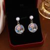 1Pair Fresh and sweet-tempered earrings - Monet Garden French Drop Oil Three-Dimensional Flower Earrings