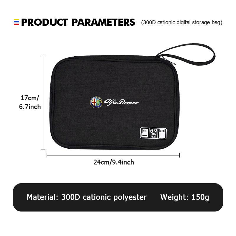 For Alfa Romeo Car Charger Data Cable Organizer Bag Travel Digital Storgage Bag Accessories 159 Giulietta Giulia 147 Mito 156