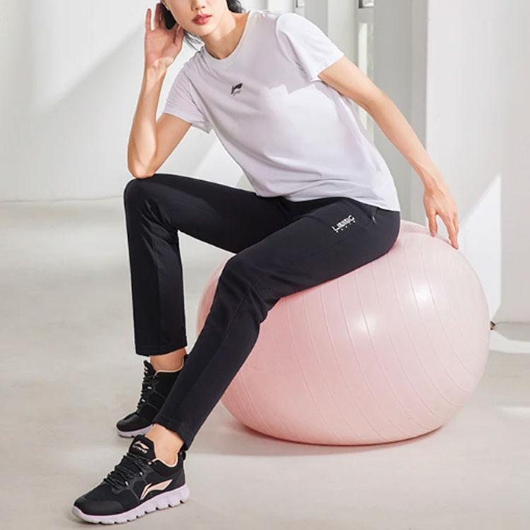 Li Ning Training Series Logo Print Straight Leg Sports Pants Women bottoms Black AKLQB22-1