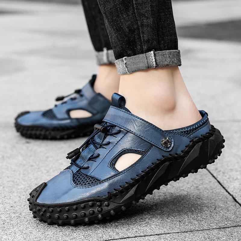 Модные летние мужские мокасины с вырезами из кожи — фото 7