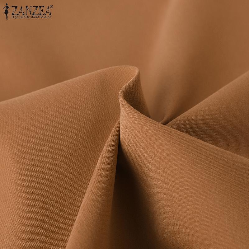 ZANZEA Top Casual da Donna a Girocollo a Doppio Strato a Manica Corta Solido Largo