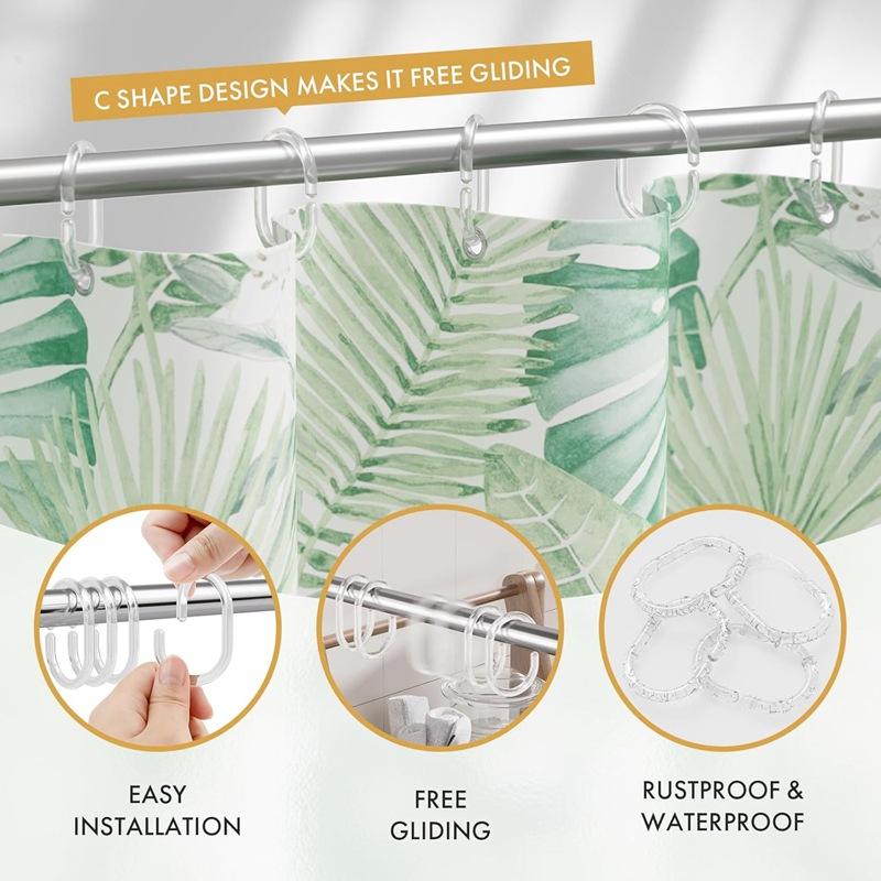 12 Pezzi Anelli a C in Plastica per Tenda da Doccia Gancio Appendiabiti in Plastica Sostituzione Accessori Universali per Appendere Tende da Bagno
