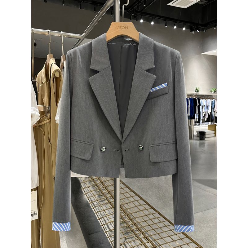 

Gray Advanced Texture Niche Style Short Suit Outwear Women s 2025 Spring New Arrival Autumn Chic Preppy Style Suit Grey S