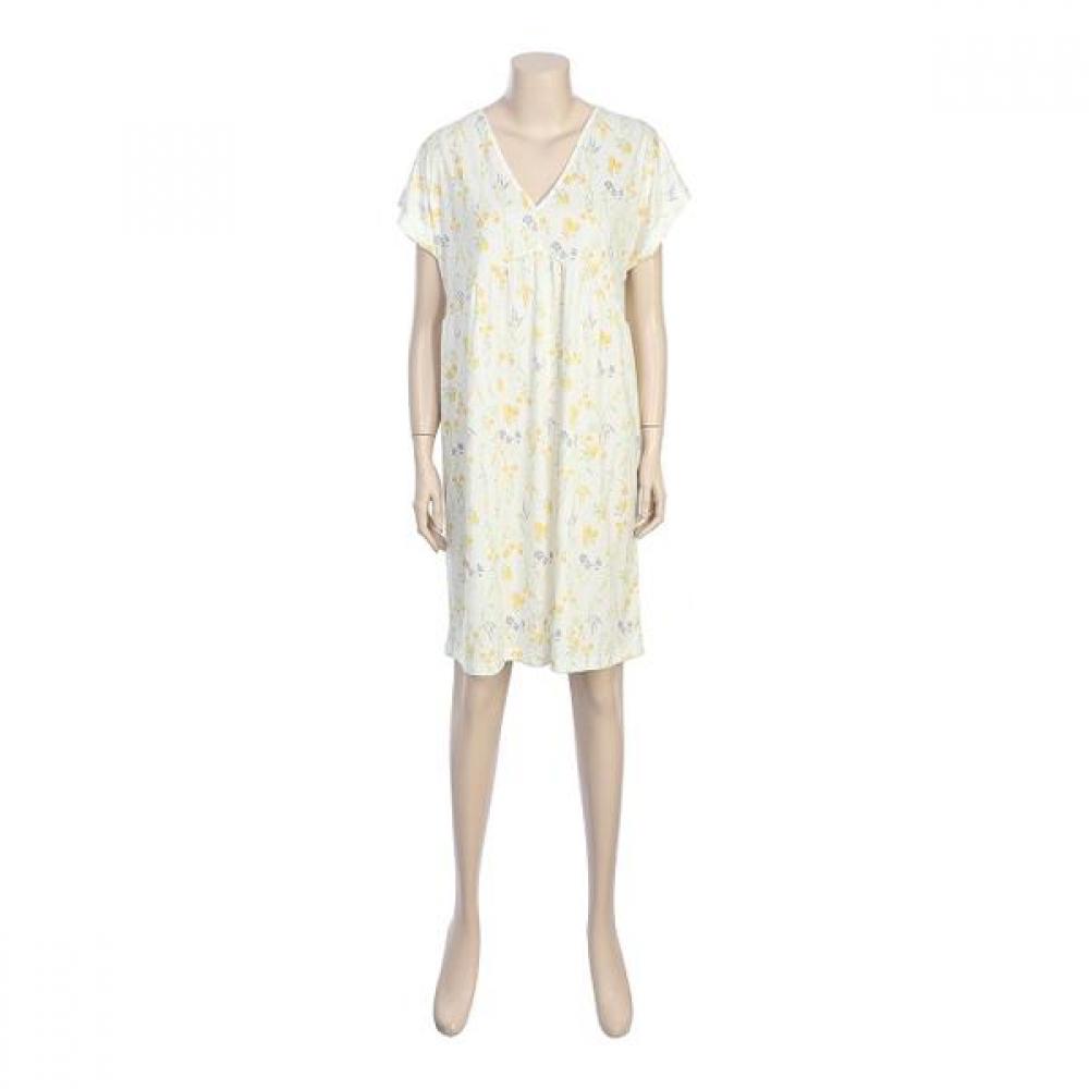 Barbara Women S Yellow Flower Cool Cotton Modal Short Sleeve eaSy dreSS Ggw1231 90