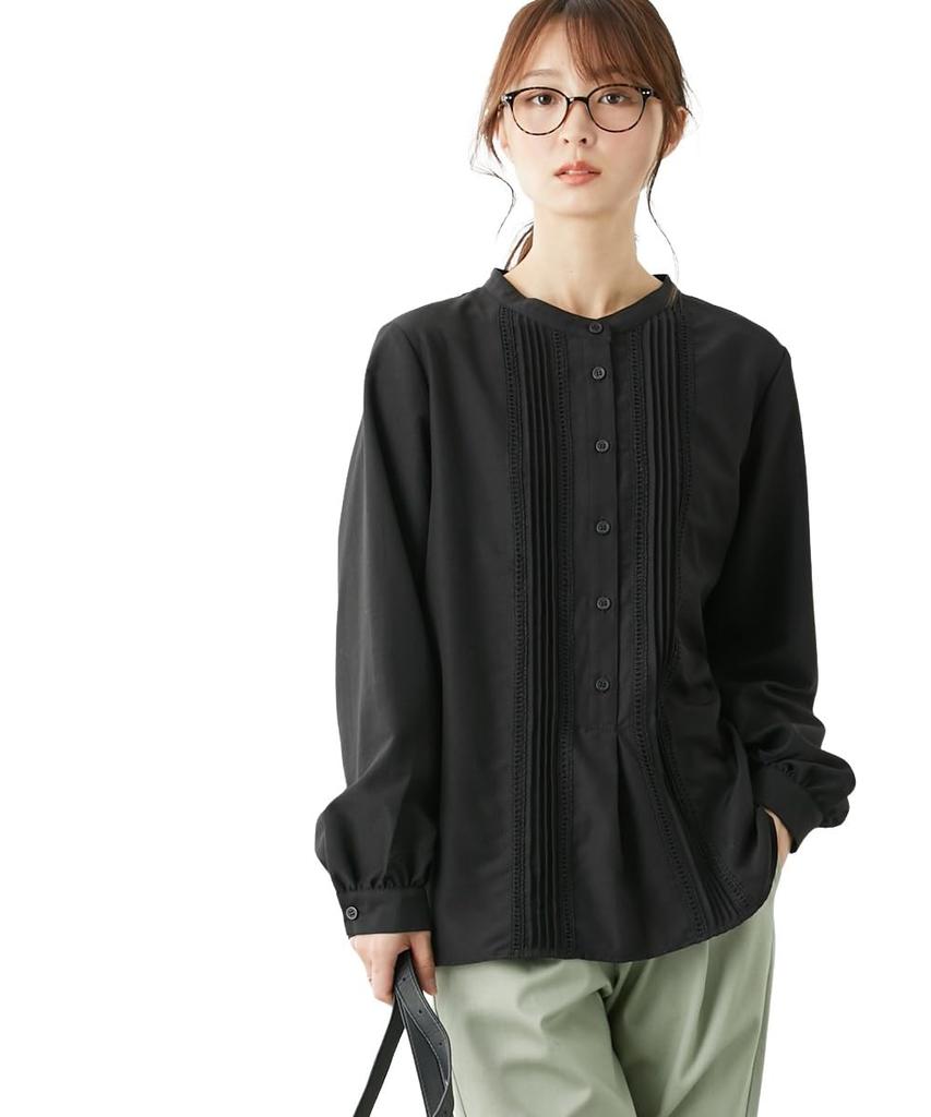 Nissen Lace and Pintuck Size M Blouse, Black,