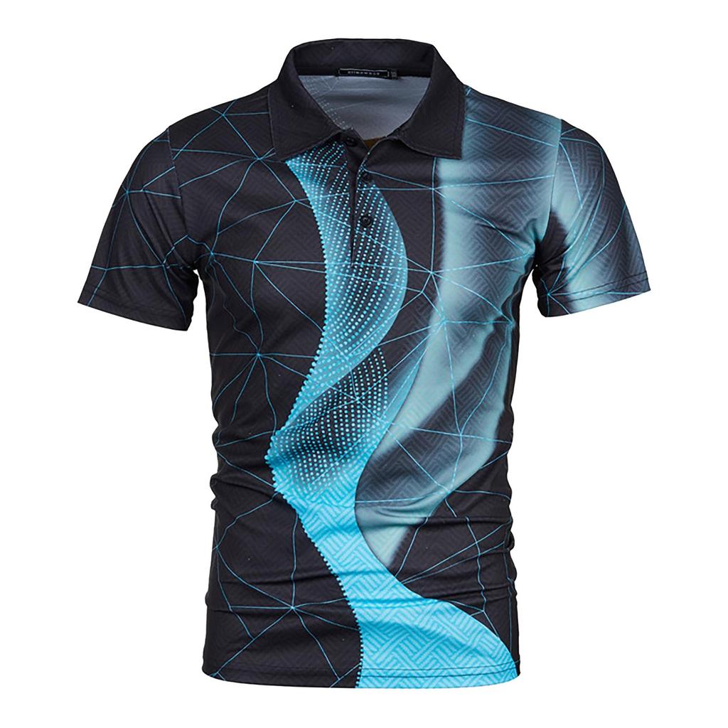 New Men's Summer Fashion Casual 3D Printing Tops Shirt Lapel Casual Short Sleeve Top