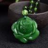 Natural Green Chinese Agate Dragon Rose Pendant Jade Necklace  Charm Jewelry Carved Blessing Amulet Gifts For Women Men