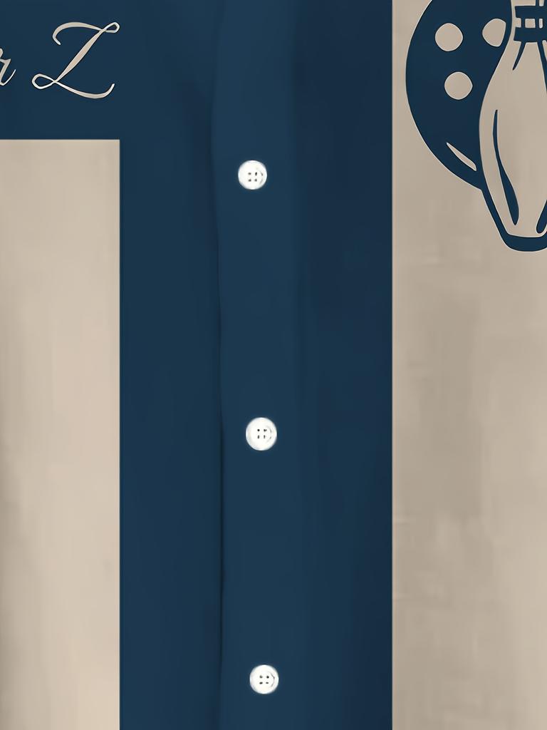 Men'S Patterned Shirt, Hawaiian Shirt, Collared Shirt, Bowling Print, Outdoor Streetwear, Short-Sleeved Printed Button-Up Clothing, Fashionable