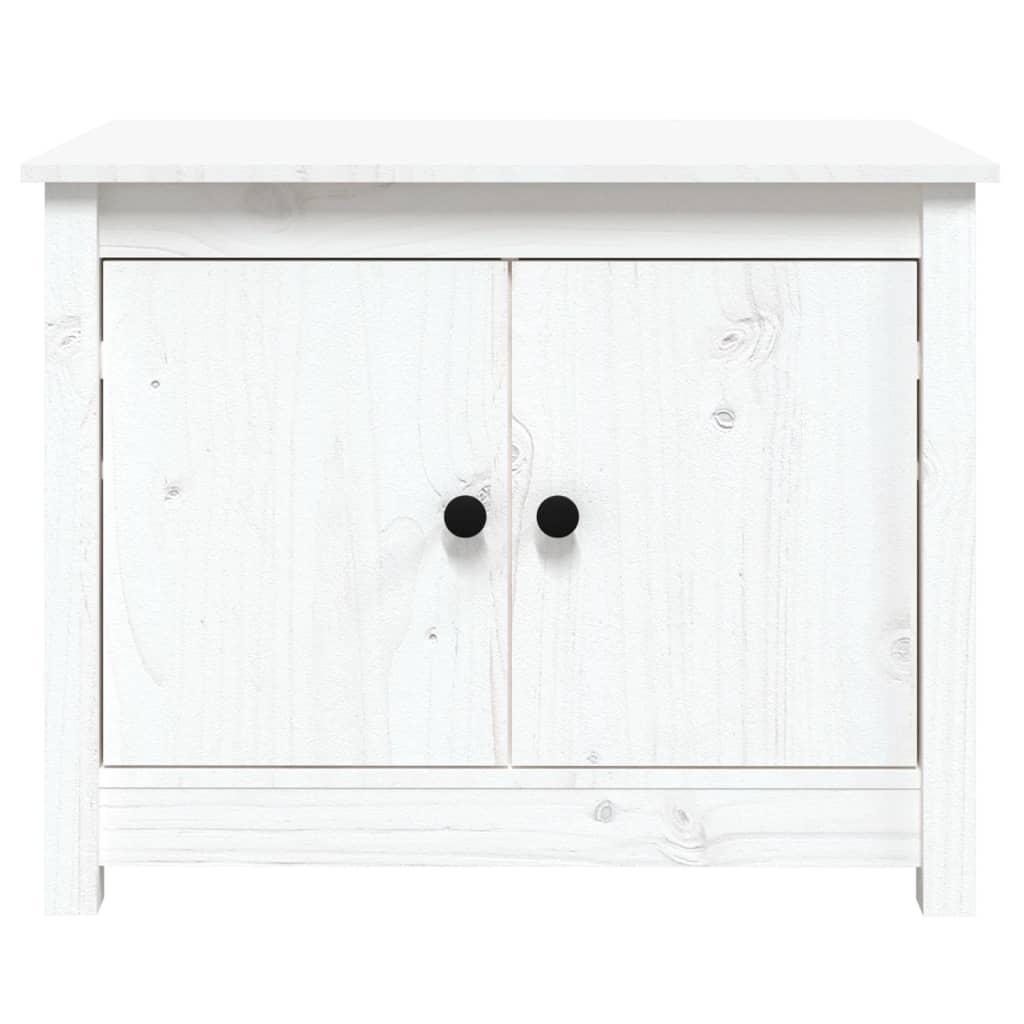 Vidaxl Stolik Kawowy, Biały, 71X49X55 Cm, Lite Drewno Sosnowe