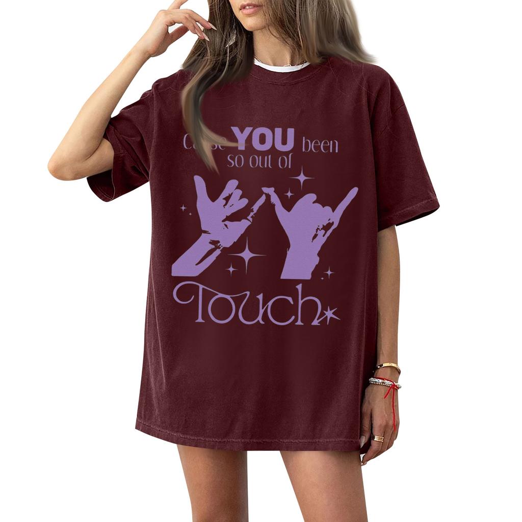 Dam T-shirt med tryck och rund hals och korta ärmar