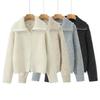 European Style 2025 Women's Double Zipper Lapel Knit Cardigan