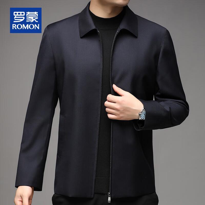 ROMON Men's Autumn/Winter Wool Silk Blend Business Casual Jacket