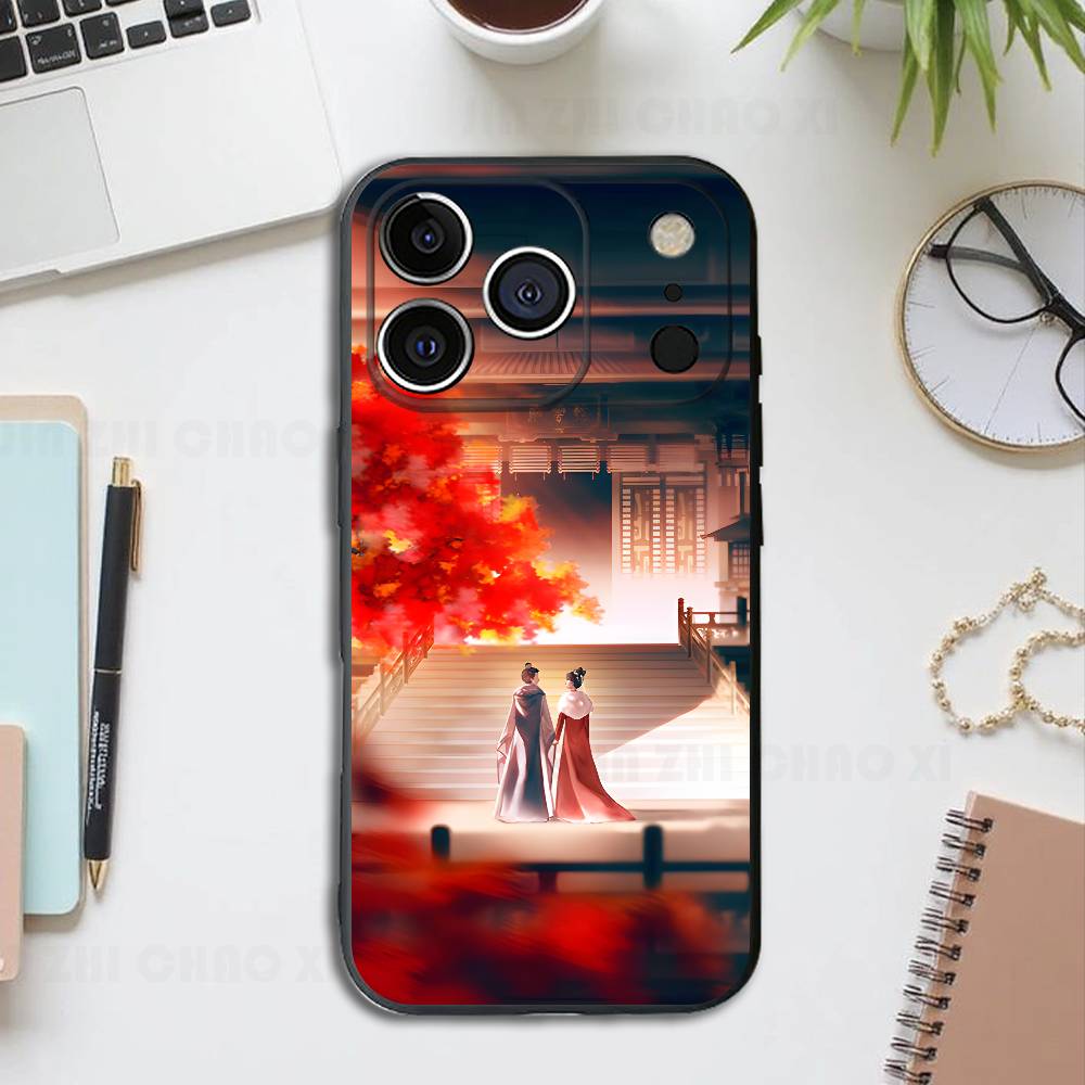 Drama XiaoYao Black Phone Case For IPhone 17 16 15 14 13 12 13 12 11 Pro Max Plus XS XR Silicone Soft Back Cover