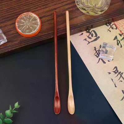 Japanese Long Handle Wooden Spoon for Cooking Stirring Honey Sugar Tea Coffee Small Dessert Drink Household Kitchenware