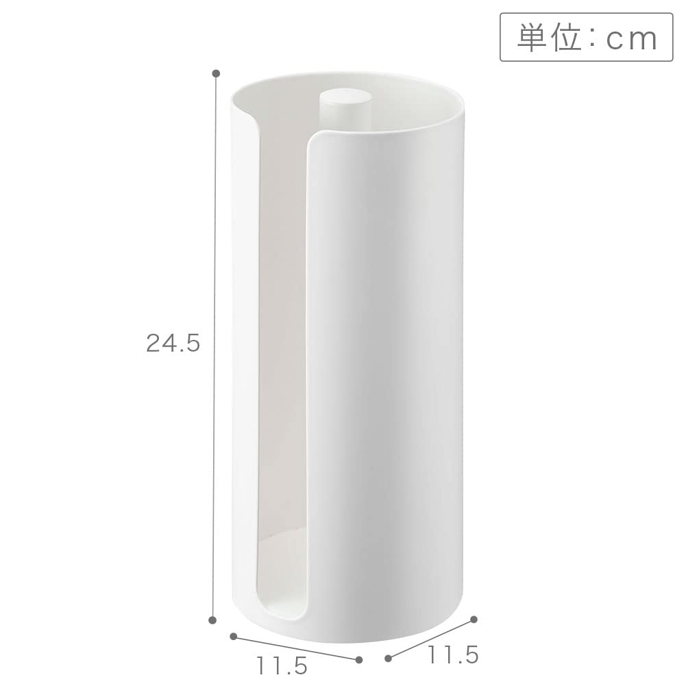 Yamazaki Jitsugyo (Yamazaki) Concealable Kitchen Paper Holder White Approx. W11.5XD11.5XH24.5cm Tower Easy to Cut Kitchen Roll Holder 5571