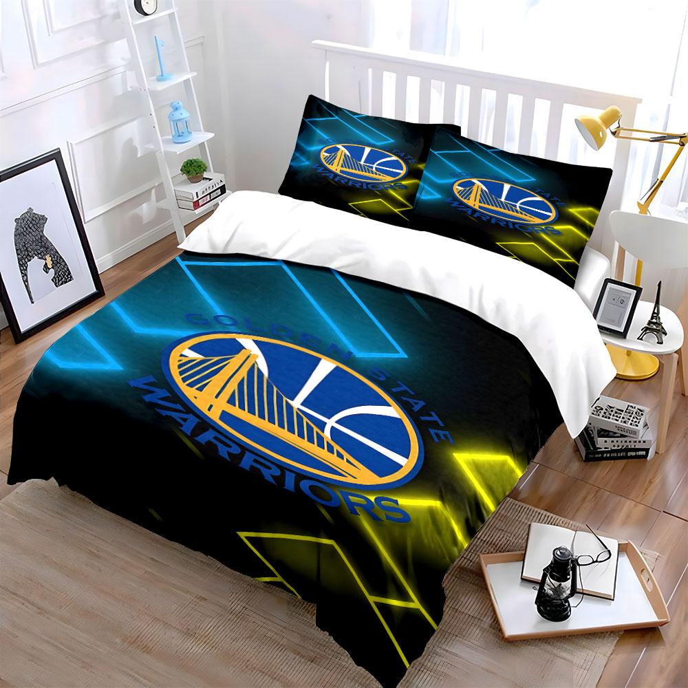 Golden State Warriors Logo Bedding Duvet Cover Set Duvet Cover Pillowcases  (1*Duvet Cover 2*Pillowcases, Without Duvet Insert)