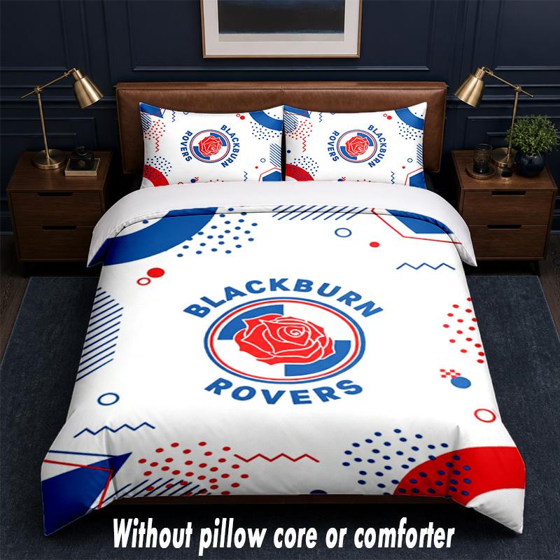 Blackburn Rovers Football Design Bed Bedding Set 1 Duvet Cover + 2 Pillowcases Soft Breathable Household Bed Linens