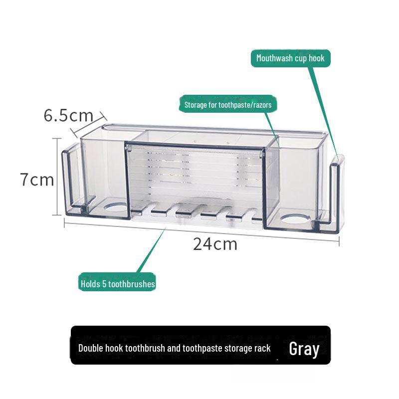 

Японский настенный комплект для ванной комнаты без перфорации: Подставка для зубных щеток и ополаскивателя для полости рта