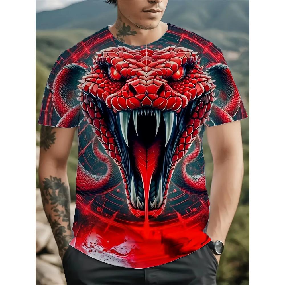 Men's casual sports 3D printed pattern T-shirt