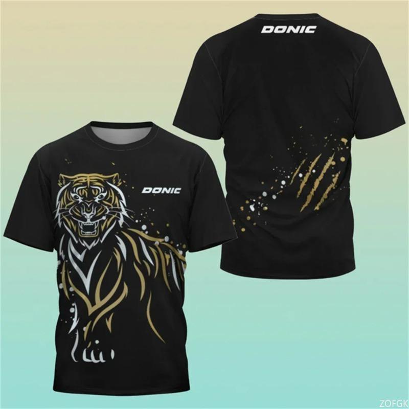 

New Hot 3D Printing Boutique Table Tennis Shirt Training T-shirt Sweat Absorption Comfortable Top Badminton Sport Round Neck O N S