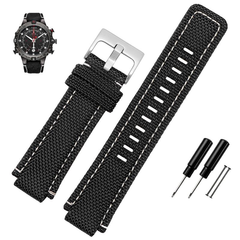 Pro hodinky TIMEX Řemínek TW2T76500 T2N721 T2N720 Sportovní Vysoce kvalitní Nylonové Plátno Řemínek na hodinky Pánské Tide Compass 24×16MM Náramek