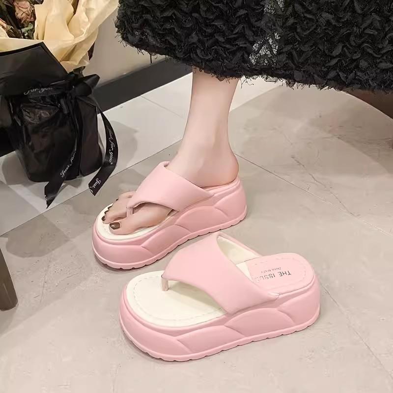 fashion 7cm New Thick Flip-flops Women Fashion Platform Sandals Outdoor Women Beach Slipper Home Comfort Women's Summer Sandals 2024