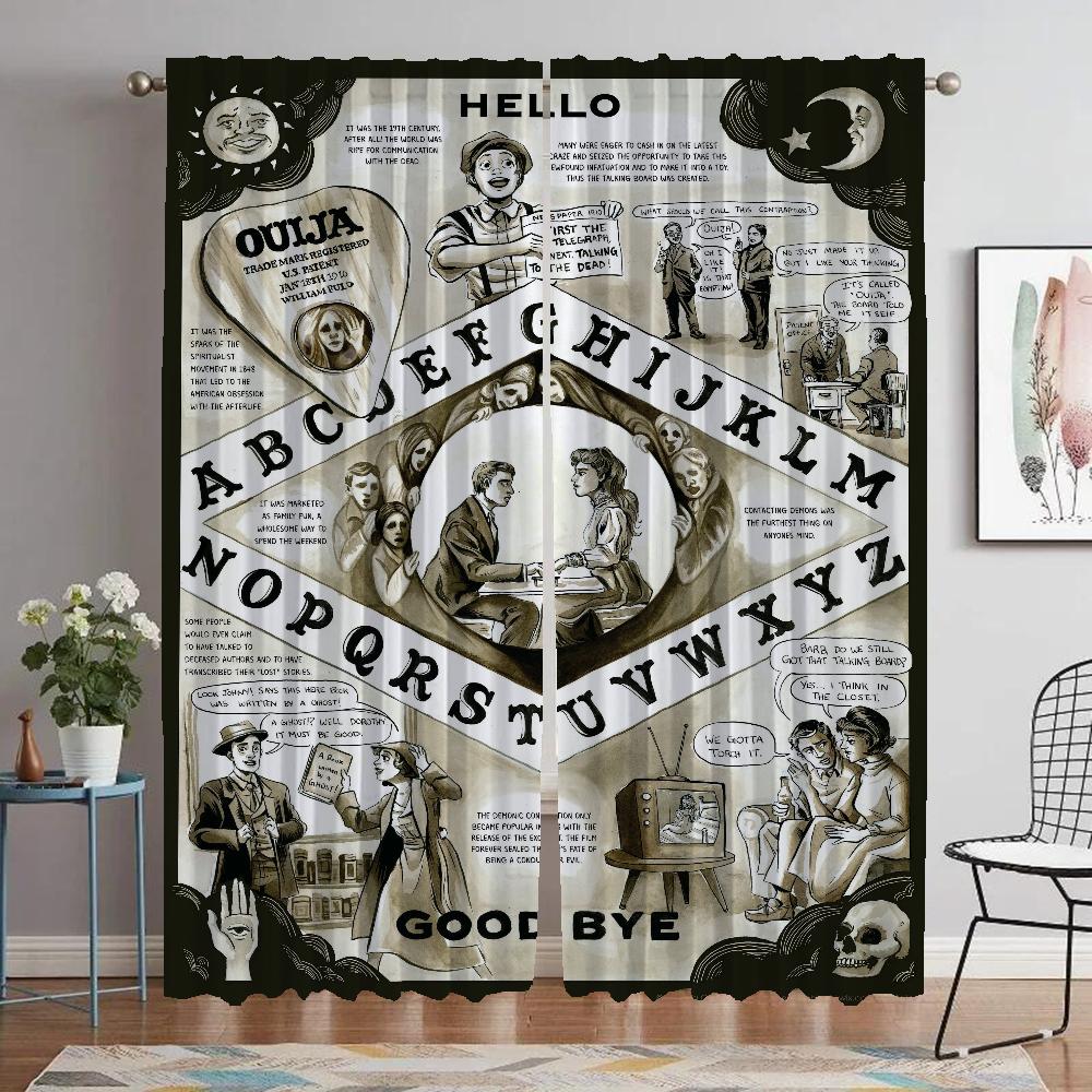 

Space 2 Panel Covers Sheer for Bedroom Divider Halloween Ornament for Ouija Board Cooking Room Draperies 2 Panels Lightblocking Drapery ideal W60xH90cmx2pcs-CL