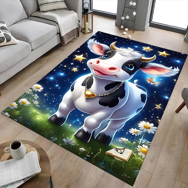 1PC cow stars Non-Slip Floor Carpet Compatible for Office&Living Room&Bedroom&Dining room - Flat - Weave Machine-S0343