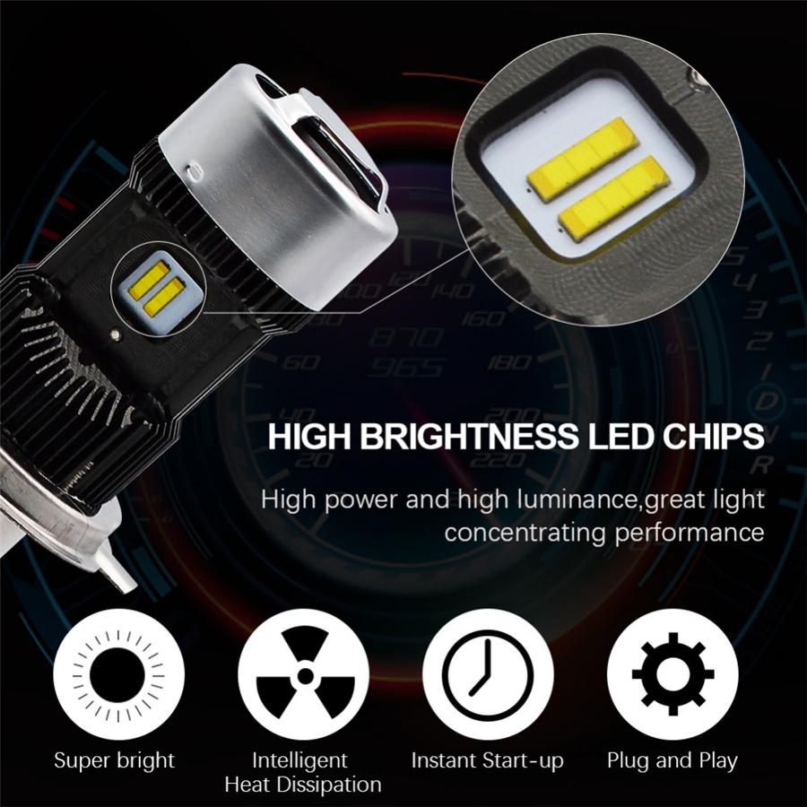 1 Set H4 9003 HB2 Hi-Lo Beam Car LED Headlight Bulbs 25W + 25W 4400LM 6000K Auto Motorcycle Car Headlamp Fog Light Bulb DC 12V