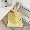 2026 Summer Cream Canvas Bag: Large Capacity Korean-Style Tote with Embroidery for Women
