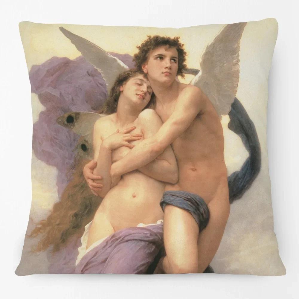 

Римская мифология Ангел Женщина Портреты Постер Наволочки для подушек Европейская живопись маслом Искусство Наволочка 50x50cm синий