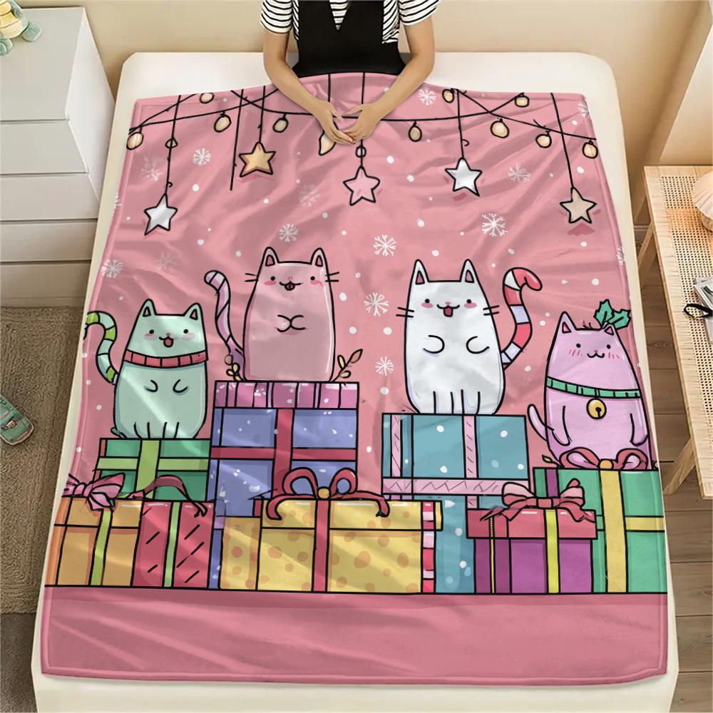 Cat Gifts Print Flannel Blanket, High quality Comfortable for All Seasons, Home Decor, Warmth and Comfort