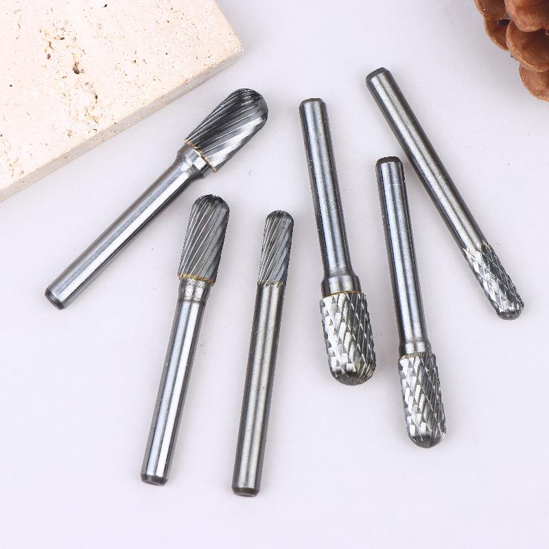 Tungsten Carbide Rotary File Burr Style C Ball Nose Cylinder 6Mm 1/4 Shank Mould Carving Tools Single Cut Milling Cutter