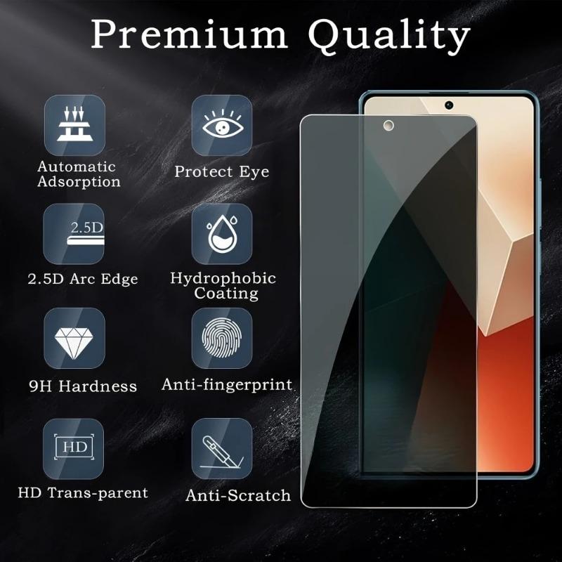 3-częściowe szkło hartowane zapewniające prywatność do Xiaomi Redmi Note 14 5G 13 12 11 Pro 14S 12S 11S Folia ochronna na ekran do Redmi 14C 14R 13C 12C 10 9