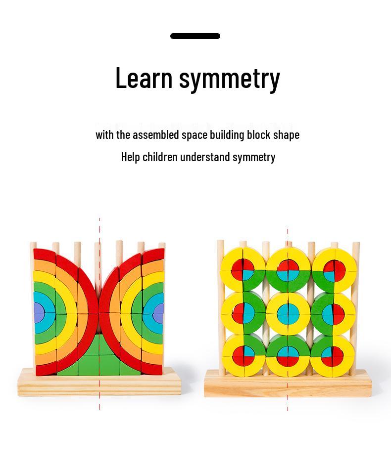 Montessori Rainbow Building Blocks Set: Shape Recognition & Stacking Toy