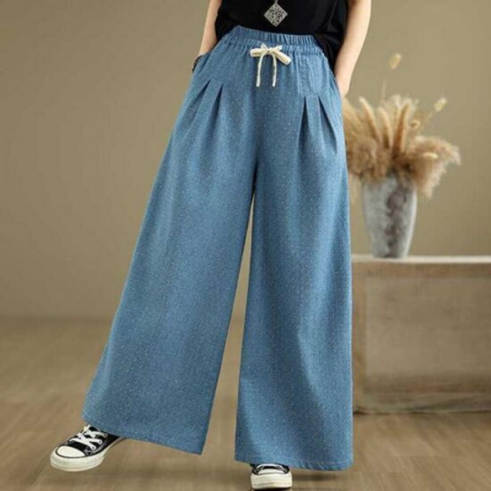 Navava Casual Thin Wide Banding Denim Pants Np367
