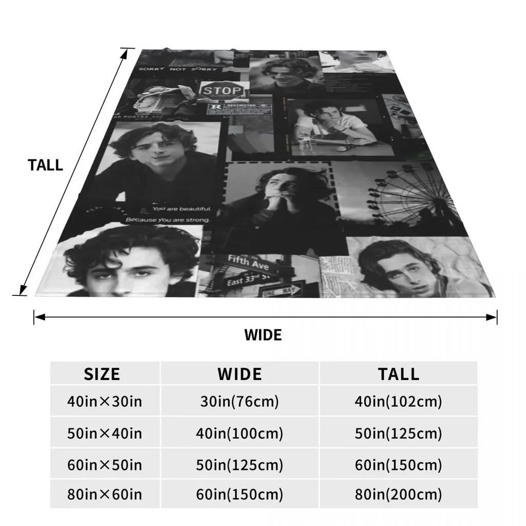 Coperta di Timothée Chalamet Foto Attore Viaggio Ufficio Coperta in Flanella Calda Morbida Divano Letto Copriletto Personalizzato Regalo