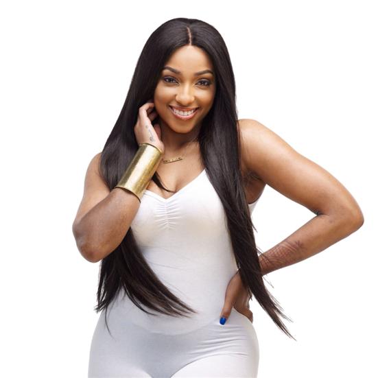 Dlouhá paruka Super dlouhá střední část vlasů Černá rovná paruka ze syntetických vláken s vysokým teplotním leskem