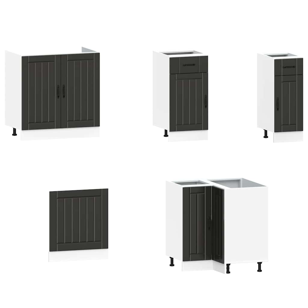11 Piece Kitchen Cabinet Set Kalmar Black Wood Based Panel