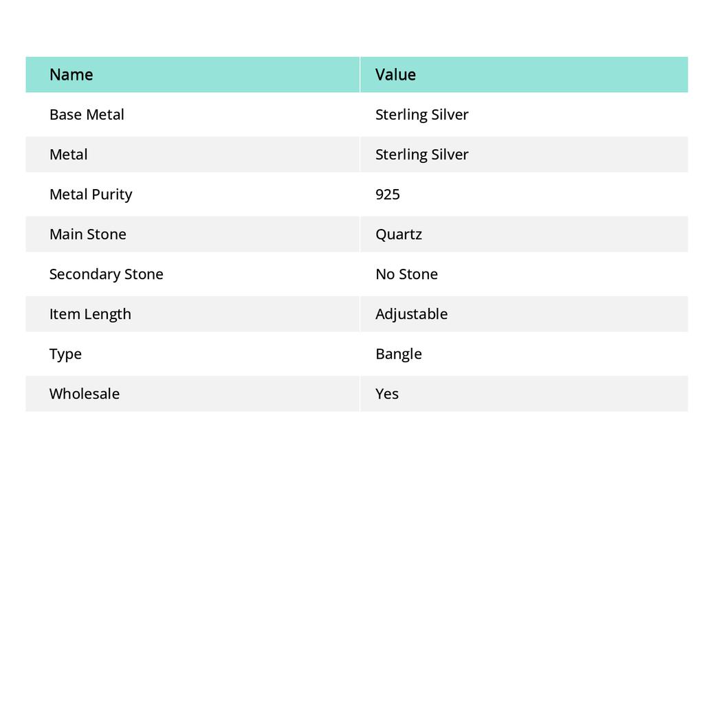 White Solar Quartz Handmade Cuff 925 Sterling Silver Gift Bangle Adjustable L3r68