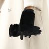 Thickened Suede Touch Screen Gloves Detachable Lining Riding Gloves Faux Fur Gloves  for Women