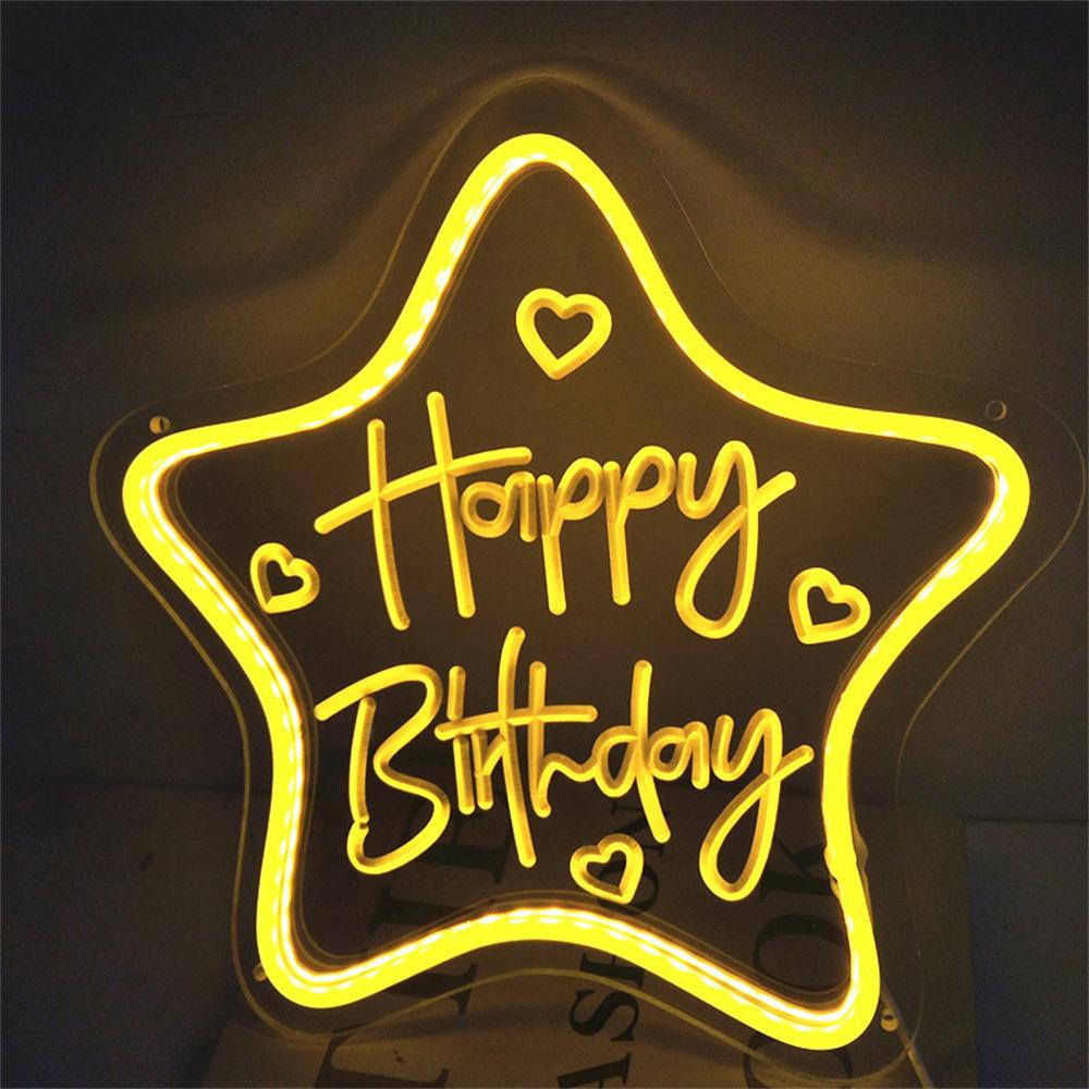 Happy Birthday Letter LED Light Neon Sign Party Decoration Atmosphere Lamp for Birthday Celebration