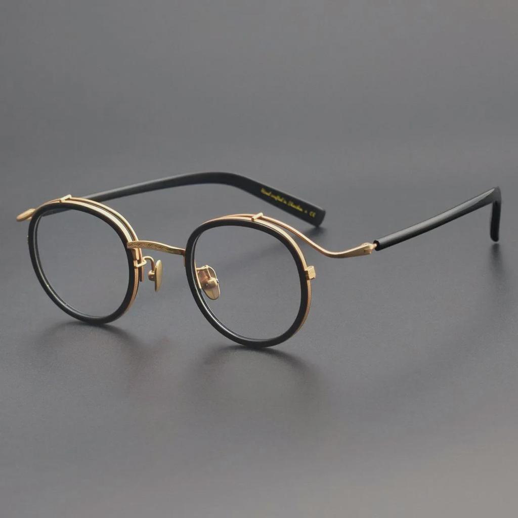 Hutong Song Retro Pure Titanium Round Glasses with Anti-Blue Light for Large Faces - Fashionable and Myopia-Compatible