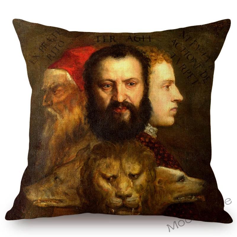 Neoclassic Italian Renaissance Titian Christian Bible Theme Painting Venus Home Decor Sofa Pillow Case Vintage Art Cushion Cover