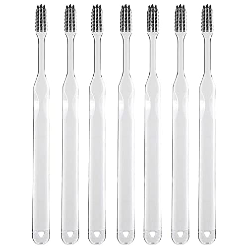 LAPIS, the God of Toothbrushing: Dental Toothbrush, Regular, Spiral Twin, Charcoal Bristles, Set of 7, LA-211PET Clear